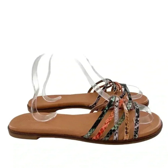 Madewell womens sandals size 9 multicolored snakeskin print leather slides - Picture 12 of 12